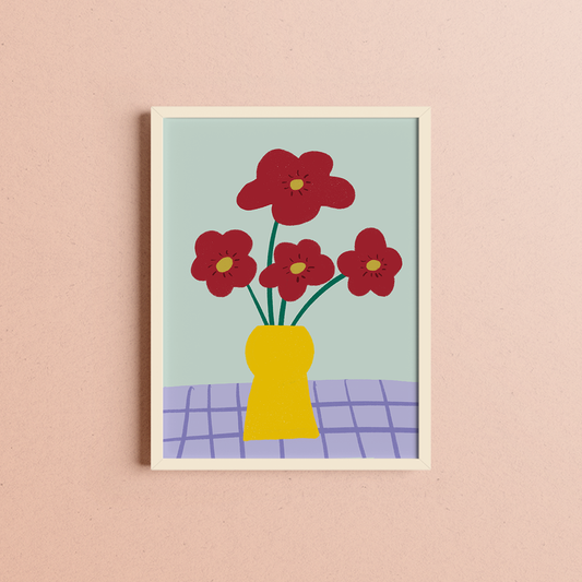 Afiche Flores Rojas
