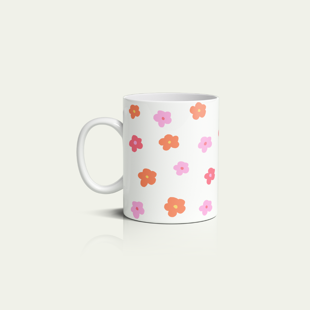 Mug para Café Patrón Flores Retro