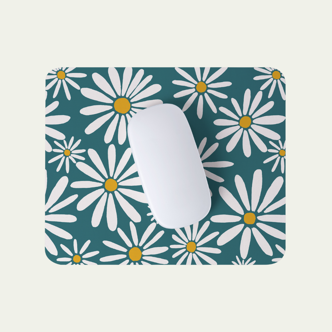 Mouse Pad Flores Blancas