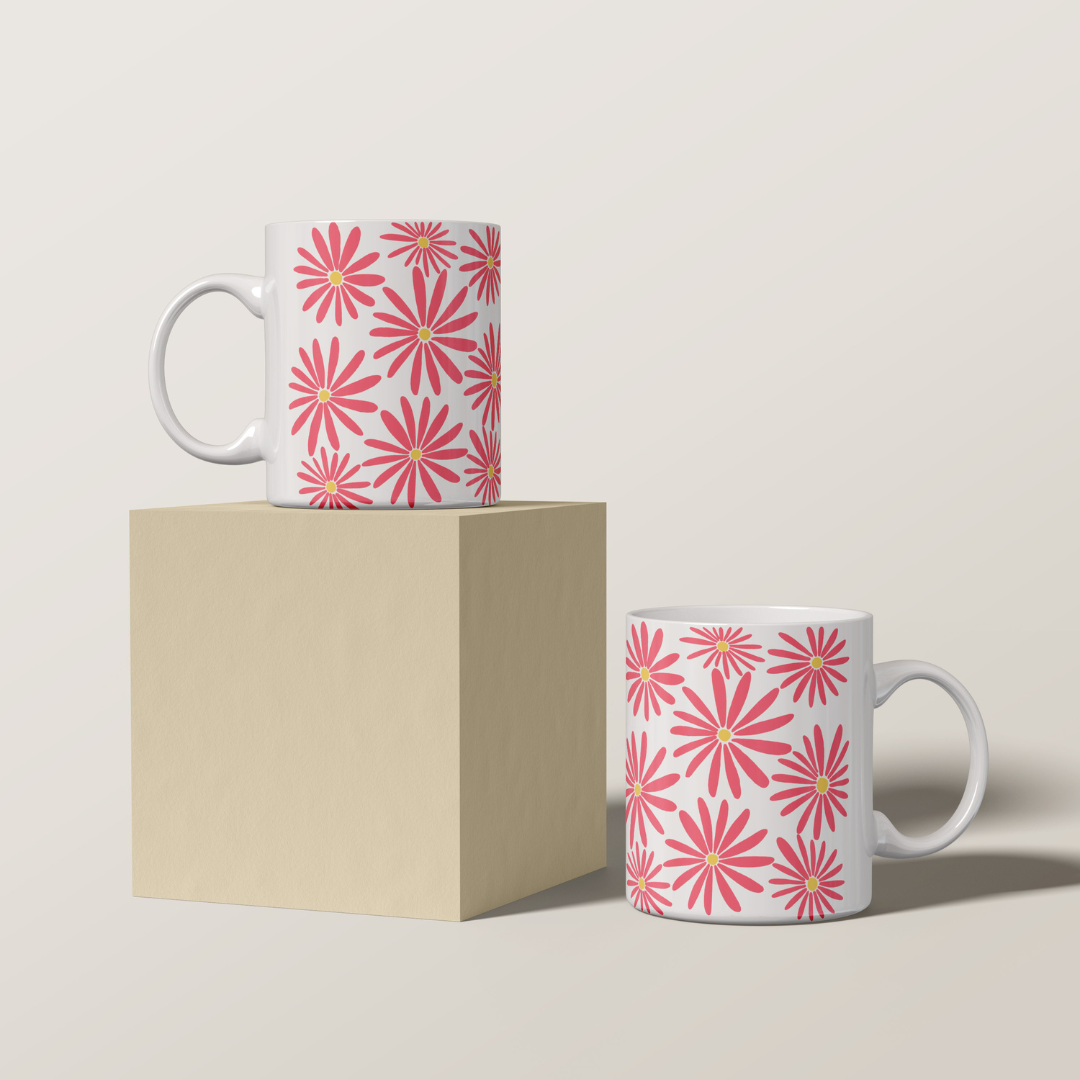 Mug para Café Flores Rosas