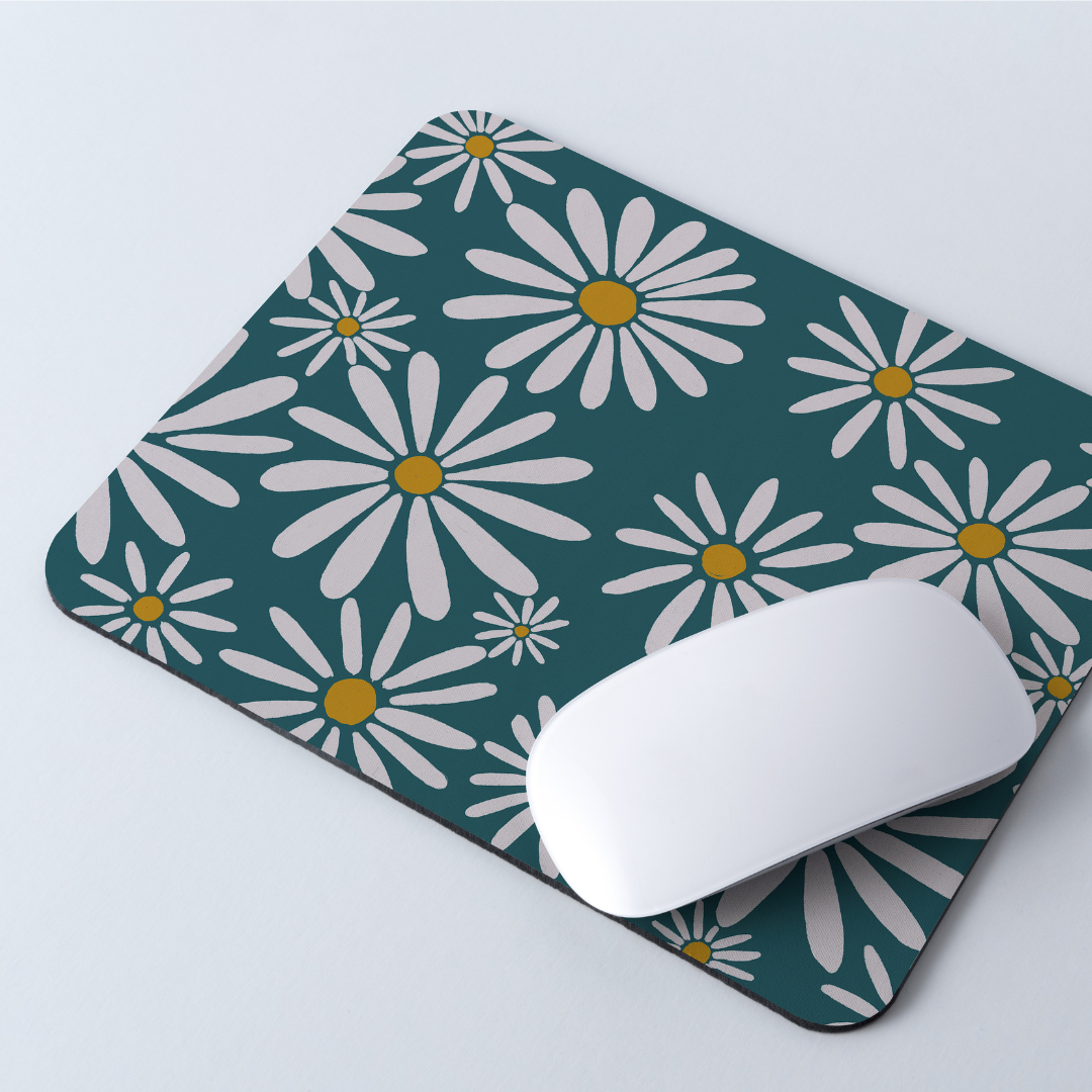 Mouse Pad Flores Blancas