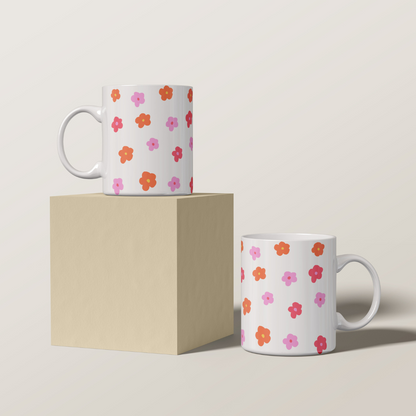 Mug para Café Patrón Flores Retro