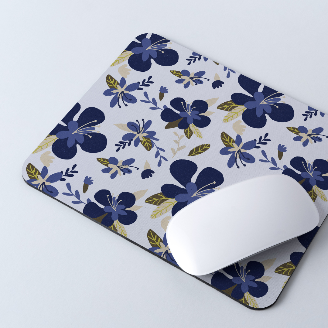 Mouse Pad Patrón Floral Azul